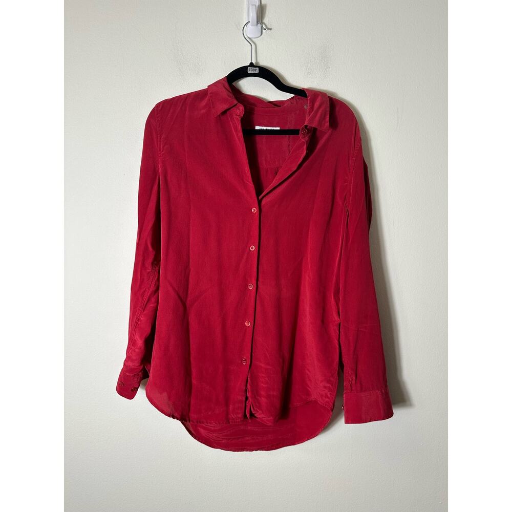 Equipment Femme Red Long Sleeve Blouse Sz M